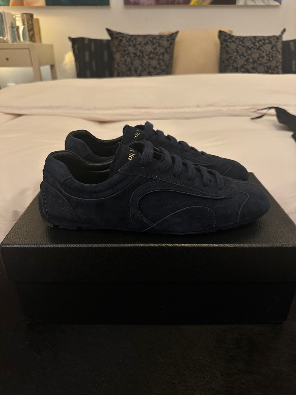Prada Navy Suede Low-Top Sneakers • Montecarlo Re-Edition 2005